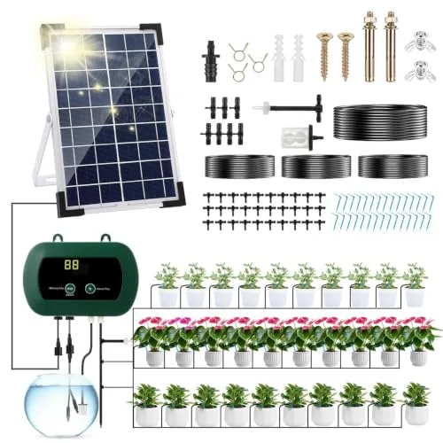 Anpress Sistema de Riego Solar por Goteo, 10 Modos, 30 Cabezales de Goteo