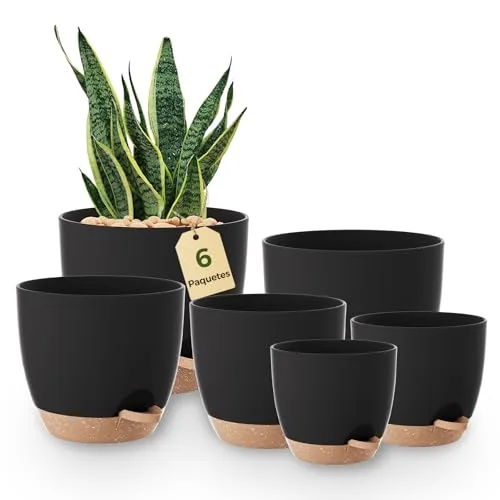 Bamworld Macetas Autorriego de Interior, Pack de 6 Tamaños (13-20cm)