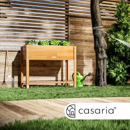 CASARIA Huerto Elevado de Madera de Acacia FSC, 100x40x84cm, Soporta 40kg foto 1