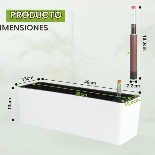 CPROSP Jardinera Rectangular Autorriego 40cm con Indicador de Nivel foto 1