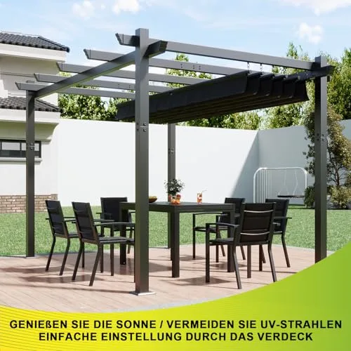 Devoko Pérgola de Aluminio 3x4m Negro foto 1