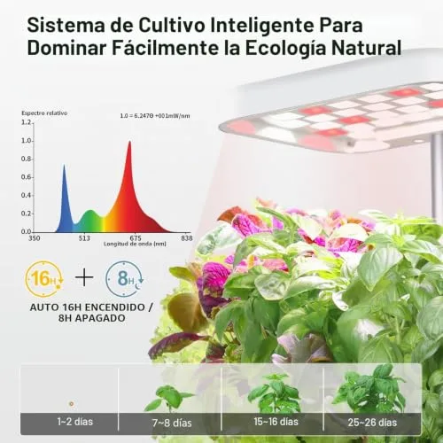 DRYADES Maceta Inteligente con Luz LED de Cultivo 17W y Riego Automático foto 1