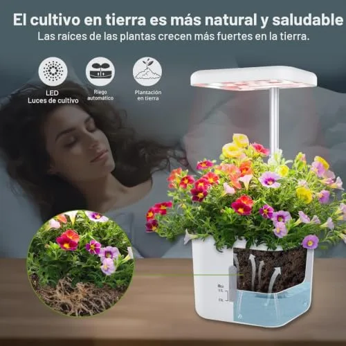 DRYADES Maceta Inteligente con Luz LED de Cultivo 17W y Riego Automático foto 3
