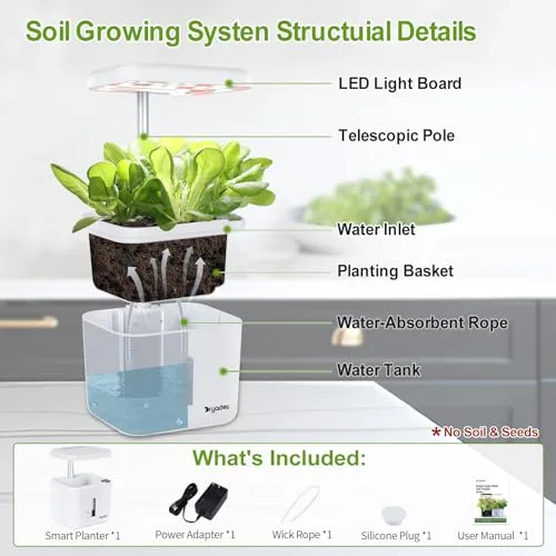 DRYADES Maceta Inteligente con Luz LED de Cultivo 17W y Riego Automático foto 5