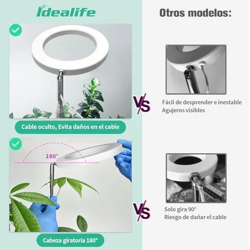 Idealife Luz de Crecimiento LED de Poste, 155cm, Altura Ajustable foto 2