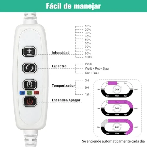 Idealife Luz de Crecimiento LED de Poste, 155cm, Altura Ajustable foto 5