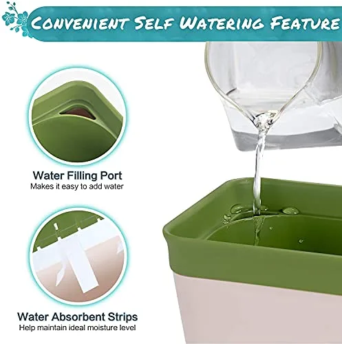 LATERN Maceta Autorriego 27cm, Pack de 3, con Ventana de Nivel de Agua foto 2