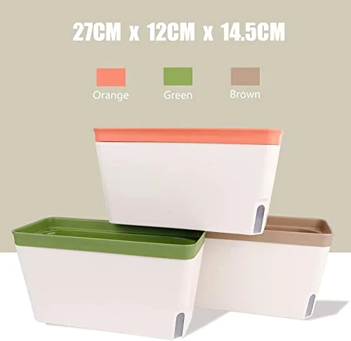 LATERN Maceta Autorriego 27cm, Pack de 3, con Ventana de Nivel de Agua foto 4