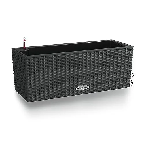 Lechuza Balconera Cottage 50, Jardinera con Sistema de Riego, Aspecto Ratán