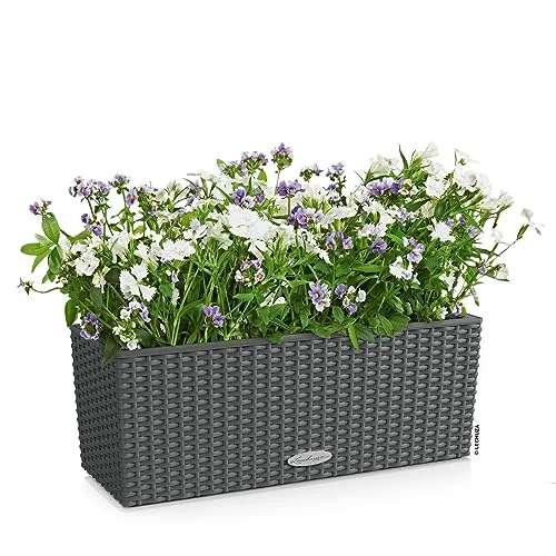 Lechuza Balconera Cottage 50, Jardinera con Sistema de Riego, Aspecto Ratán foto 1