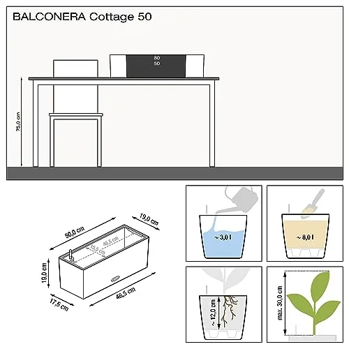 Lechuza Balconera Cottage 50, Jardinera con Sistema de Riego, Aspecto Ratán foto 3