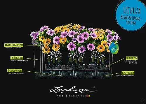 Lechuza Balconera Cottage 50, Jardinera con Sistema de Riego, Aspecto Ratán foto 4