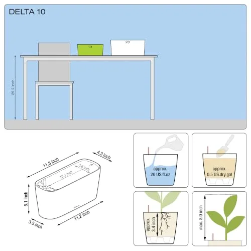 Lechuza Deltini Premium 10, Maceta Compacta con Sistema de Riego foto 3