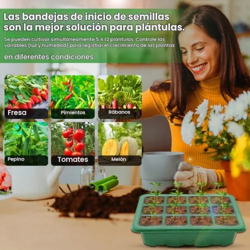 MQFORU Bandejas de Germinación con Luz Ajustable, 5 Pcs 60 Células foto 5