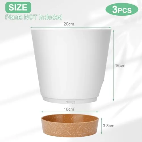 OFFCUP Maceteros de Riego Automático 20cm, Pack de 3, con Plato foto 1