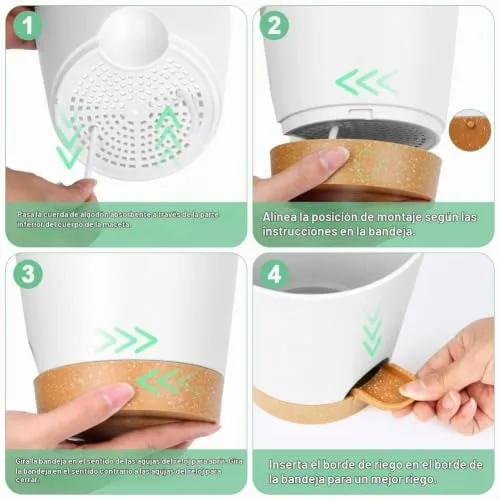 OFFCUP Maceteros de Riego Automático 20cm, Pack de 3, con Plato foto 4