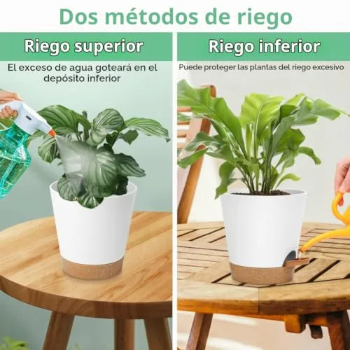 OFFCUP Maceteros de Riego Automático 20cm, Pack de 3, con Plato foto 5