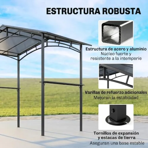 Outsunny Pérgola para Barbacoa con Estantes foto 4
