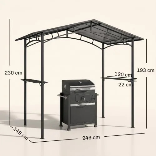 Outsunny Pérgola para Barbacoa con Estantes foto 5