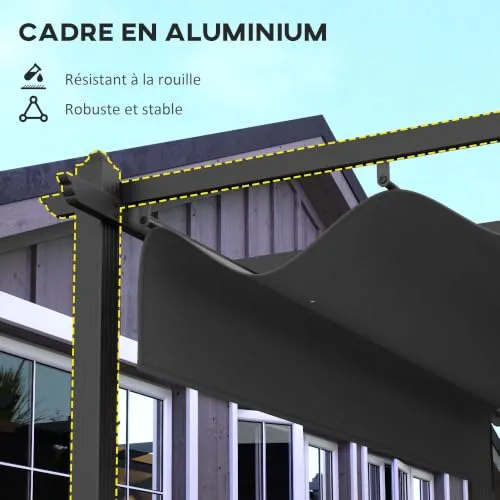Outsunny Pérgola de Aluminio 3.6x6m con Techo Corredizo foto 3
