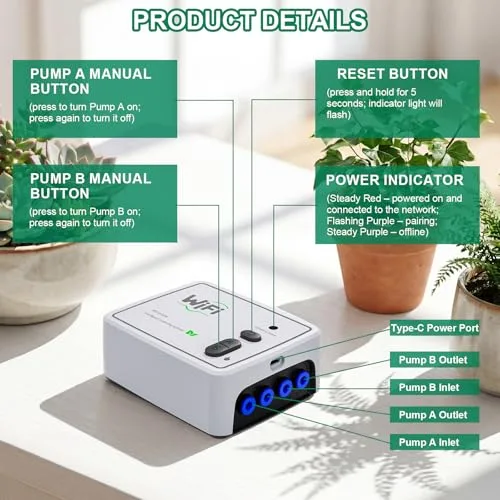 PUGTOW Sistema de Riego Automático Doble Canal WiFi, Control por App, 20 Emisores foto 4