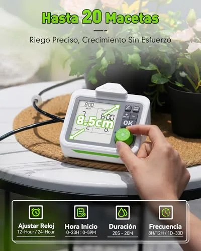 RAINPOINT Sistema de Riego Automático Recargable para 20 Plantas, Modo Cycle-Soak foto 2