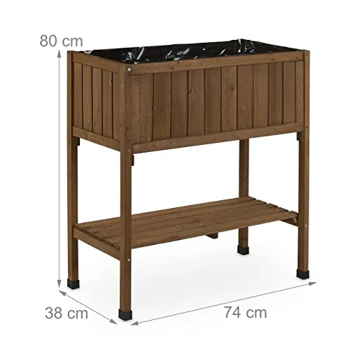 Relaxdays Huerto Urbano de Madera de Abeto con Balda, 80x74x38cm foto 3