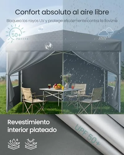 SONGMICS Cenador 3x3m con Paneles Laterales foto 3