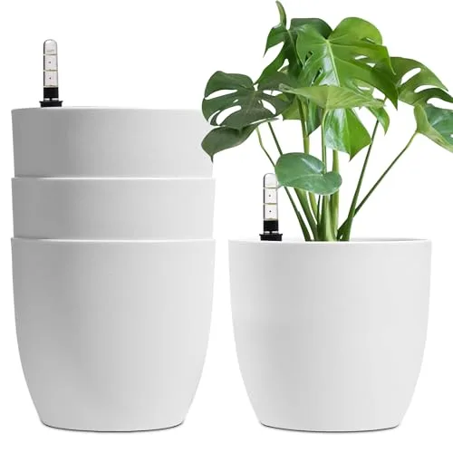 T4u Maceta de Autorriego 22cm, Pack de 4, Interior y Exterior