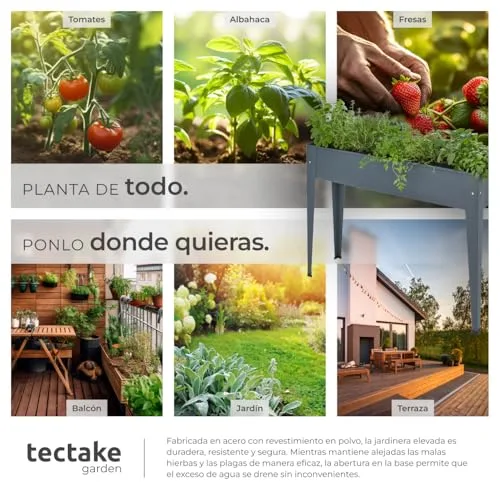 tectake Jardinera Rectangular de Acero con Patas, 98,5x26x82,5cm, 42L foto 4