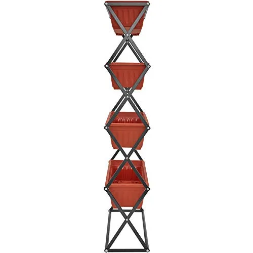 tectake Jardinera Vertical Compacta y Plegable con 4 Macetas, 52x21x127cm foto 3