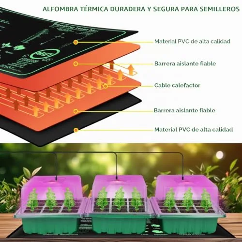 Verdenu Bandeja Semillero con Luces de Crecimiento y Almohadilla Térmica foto 3