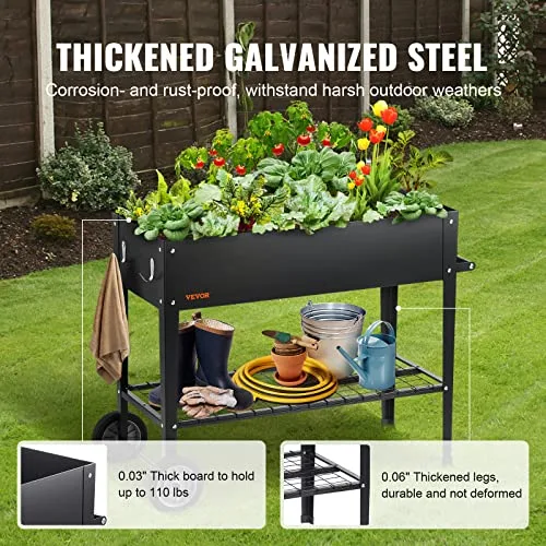 VEVOR Cama Elevada de Metal Galvanizado con Patas y Ruedas, 108x49,5x80cm foto 3