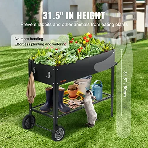 VEVOR Cama Elevada de Metal Galvanizado con Patas y Ruedas, 108x49,5x80cm foto 5