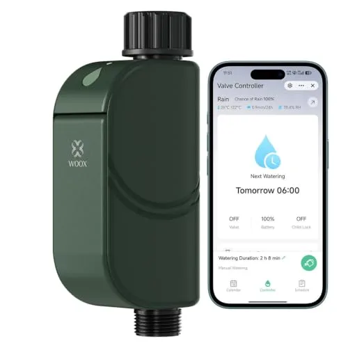 Woox Programador de Riego WiFi Inteligente, Sin Hub, IP65