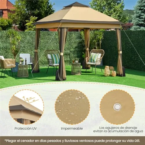 Yaheetech Carpa Plegable 3.3x3.3m Altura Ajustable foto 3