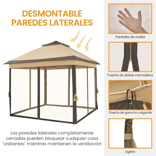 Yaheetech Carpa Plegable 3.3x3.3m Altura Ajustable foto 5