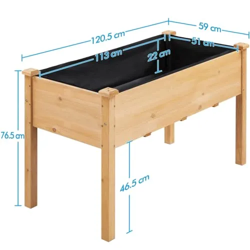 Yaheetech Huerto Elevado de Madera Maciza, 121x60x76cm, Placa Lateral de Una Pieza foto 1