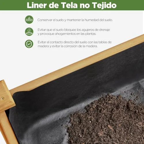Yaheetech Huerto Elevado de Madera Maciza, 121x60x76cm, Placa Lateral de Una Pieza foto 5