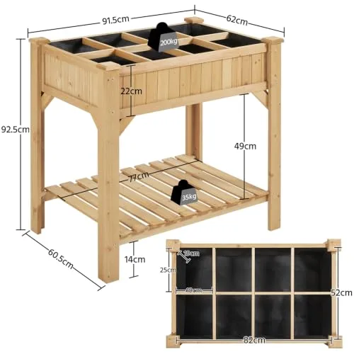 Yaheetech Mesa de Cultivo de Madera de Abeto con 8 Compartimentos, 91,5x62x92,5cm foto 1