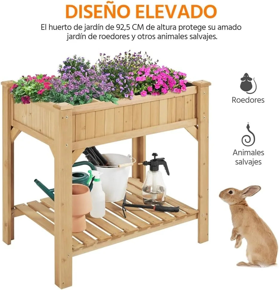 Yaheetech Mesa de Cultivo de Madera de Abeto con 8 Compartimentos, 91,5x62x92,5cm foto 4