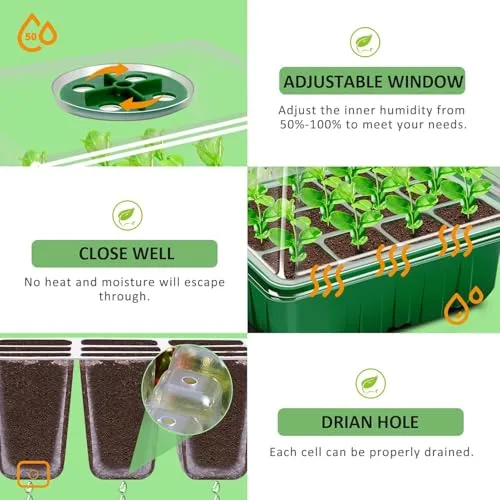 YAUNGEL Bandejas de Germinación, 10 Pcs 120 Células, con Herramientas foto 4